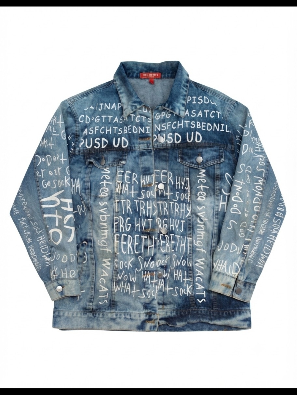 Thirty 6 Point 5 Blue Denim Jacket with White Graphic Print